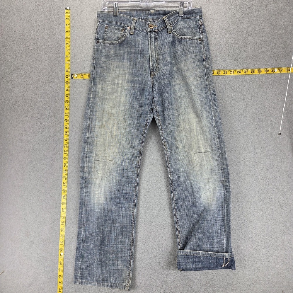 Edwin Jeans Mens 31x33 Blue Selvedge 505ZX Straight Zip Fly Light Wash Japan